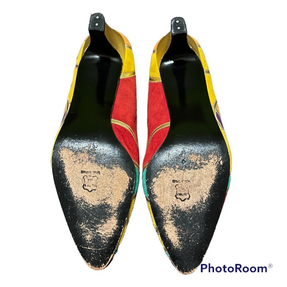 Vintage Margaret Jerrold suede multi-colored patchwork pumps - Picture 9 of 11